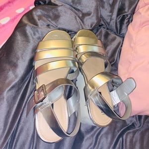 Silver wedge shoes